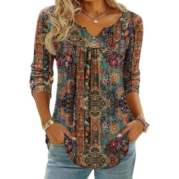 Tops - Women's Long Sleeve V Neck Blouse Polyester Spandex Casual Work Tops